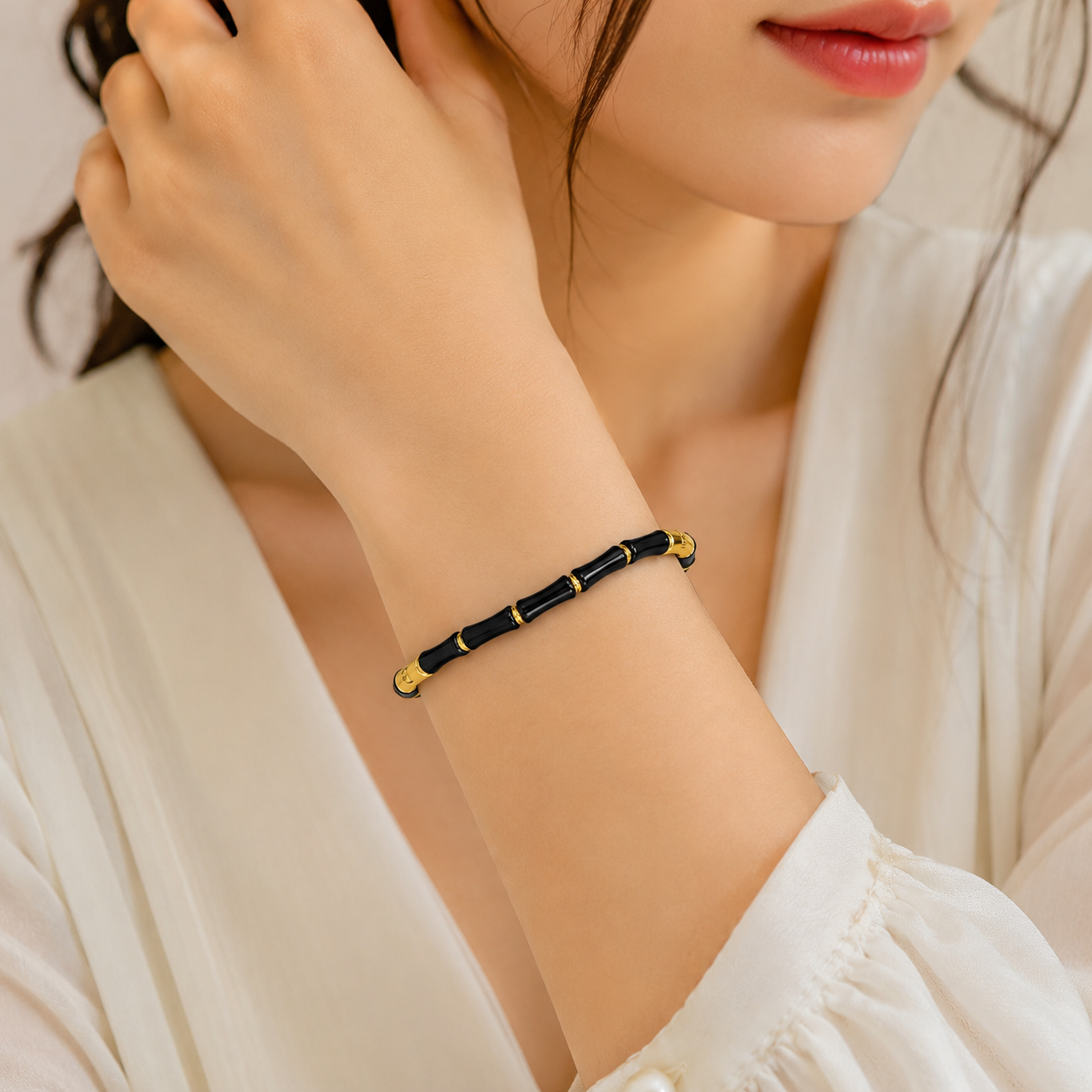 Stainless Steel Bamboo Design Bangle Bracelet for Girls & Women's