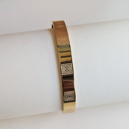 Modern Square Engraved Pattern Stainless Steel Bracelet For Men & Women