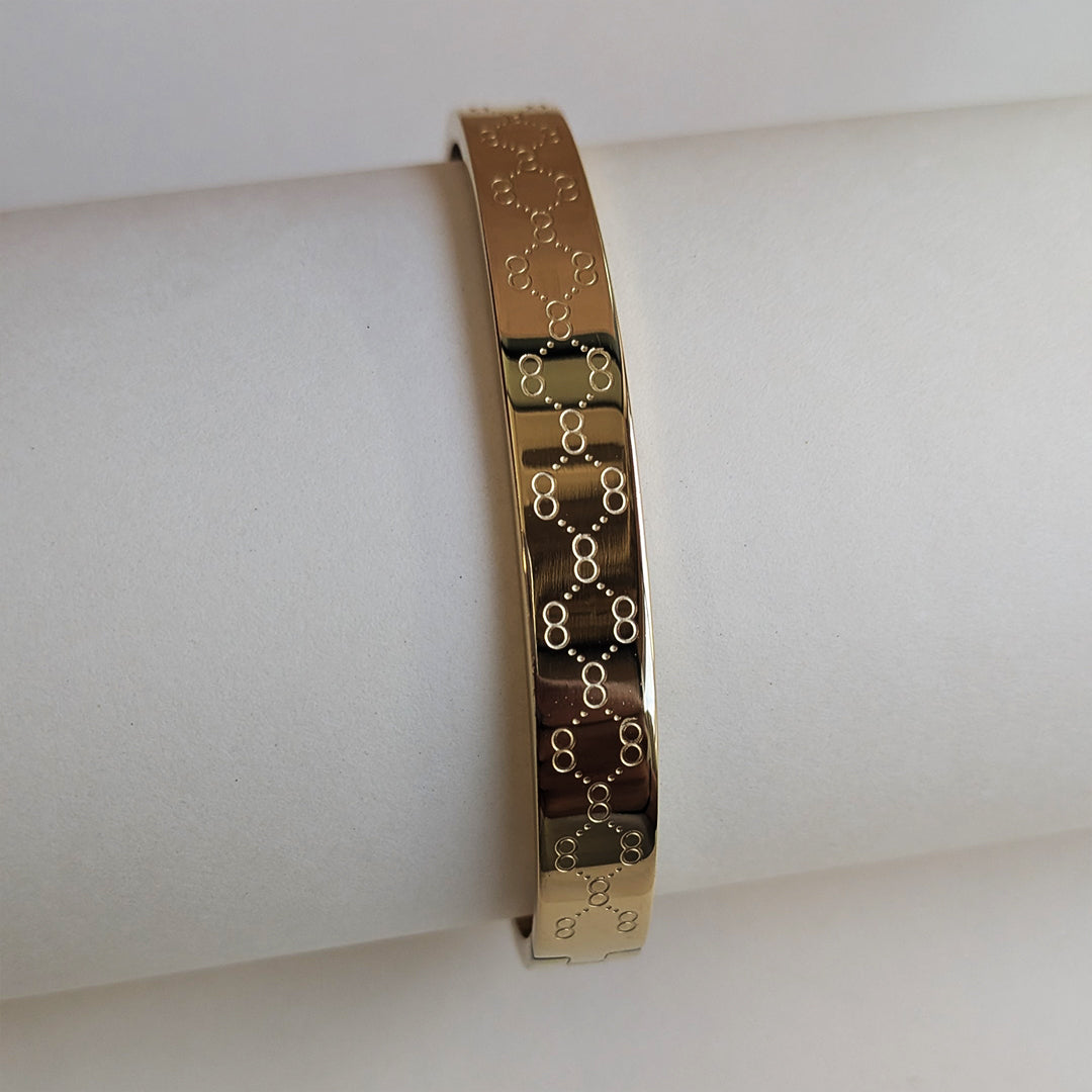 Intricately Engraved Geometric Design Stainless Steel Bracelet For Men & Women