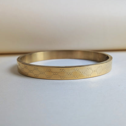 Intricately Engraved Geometric Design Stainless Steel Bracelet For Men & Women