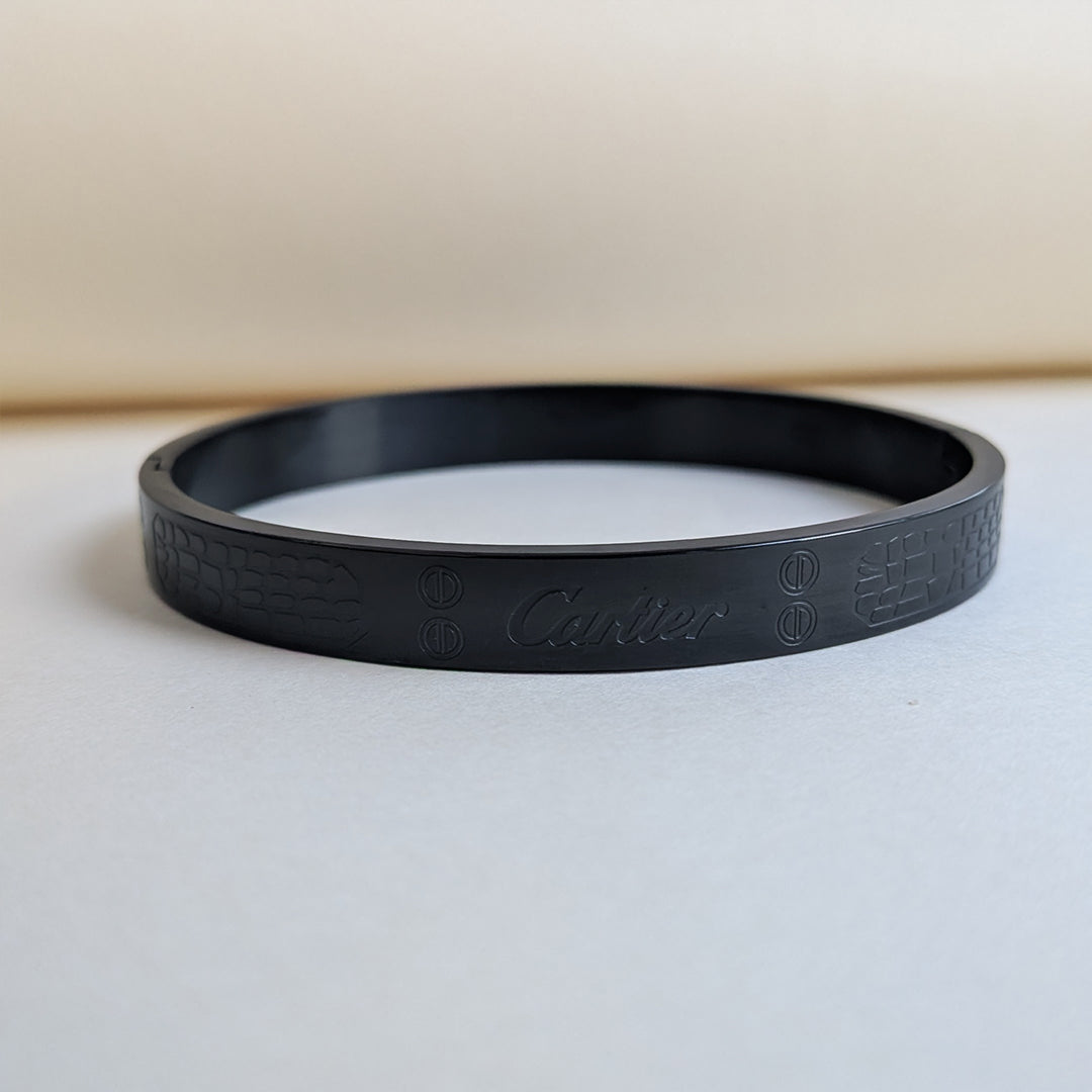 Cartier Brand Inspired Black Stainless Steel Bracelet For Men