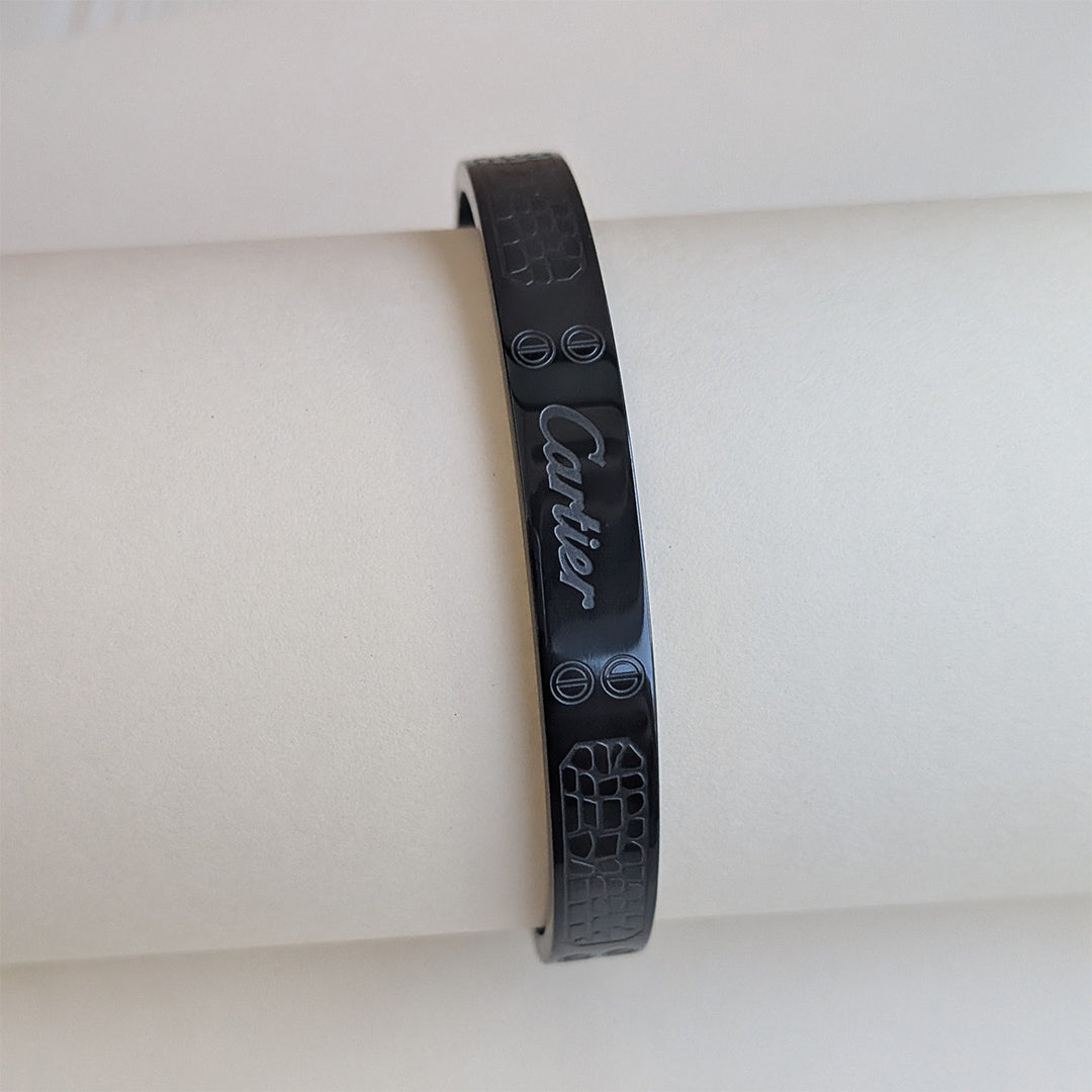 Cartier Brand Inspired Black Stainless Steel Bracelet For Men