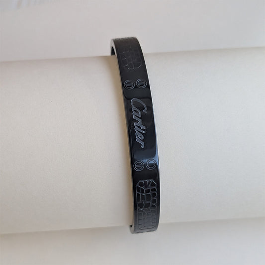 Cartier Brand Inspired Black Stainless Steel Bracelet For Men