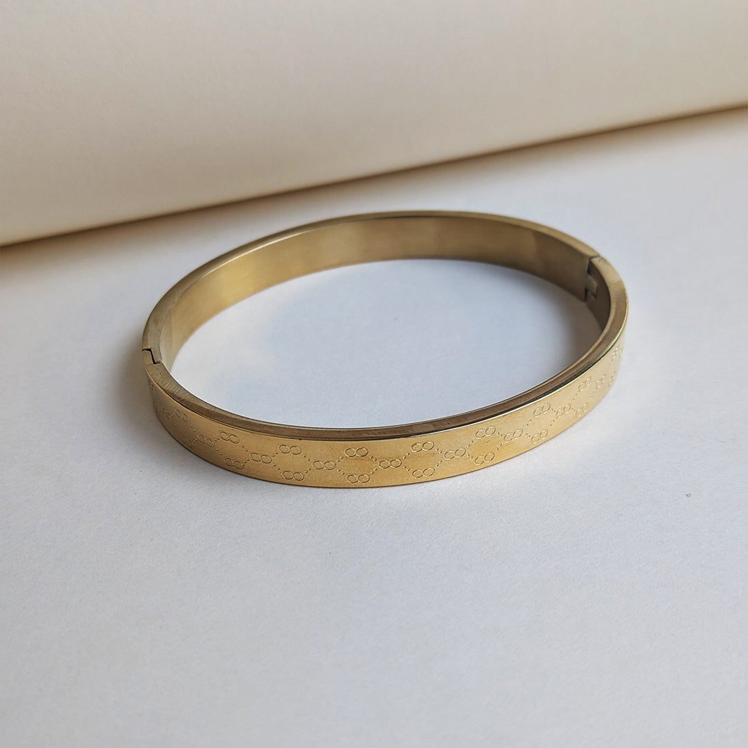 Intricately Engraved Geometric Design Stainless Steel Bracelet For Men & Women