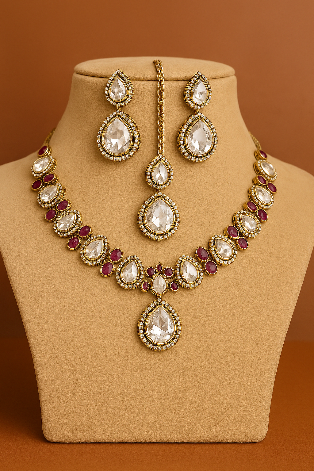 Regal Kundan Necklace Set with Earrings & Maang Tikka