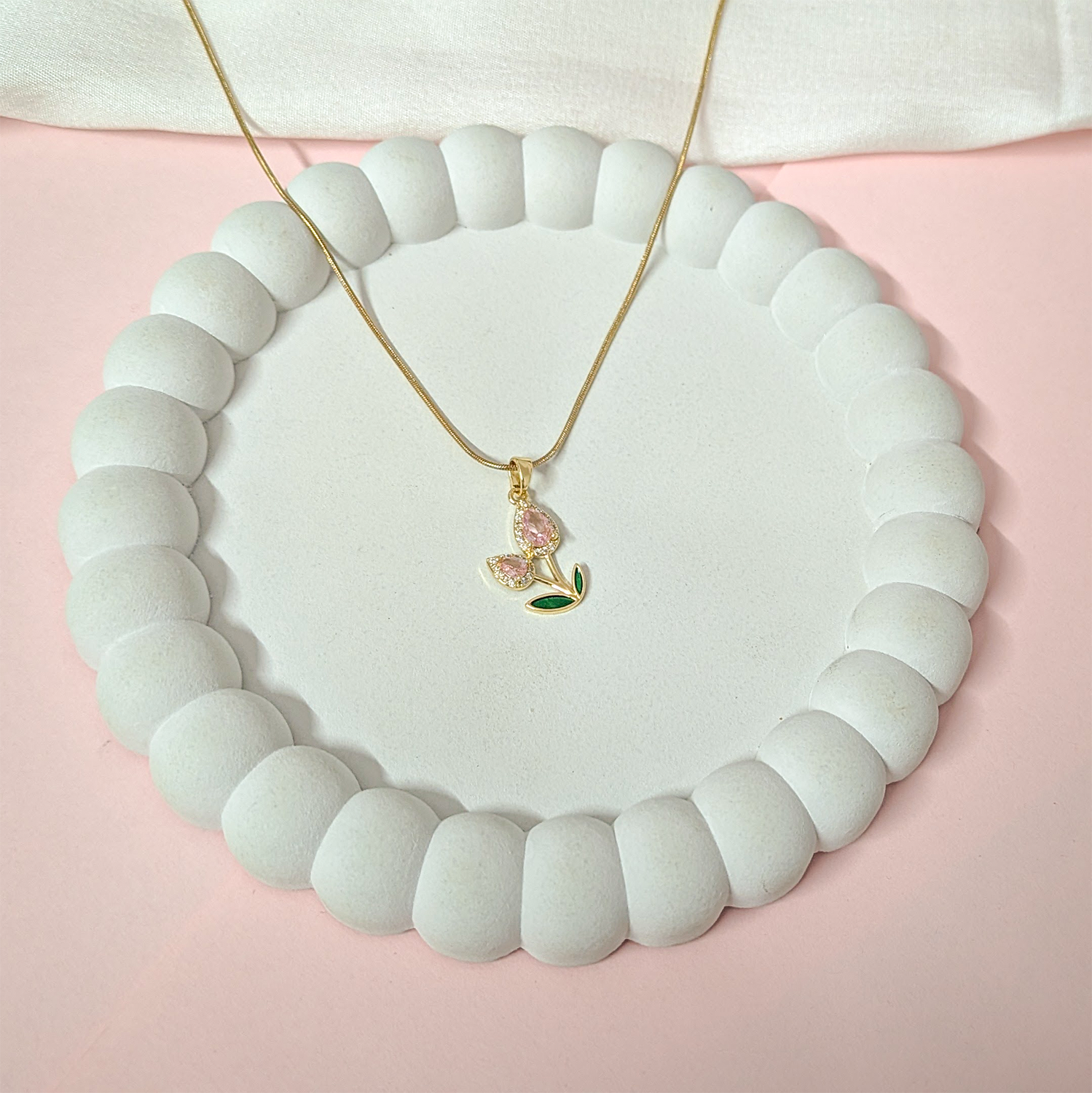 Two Leaf Tulip Flower Pendant for Girls & Women's