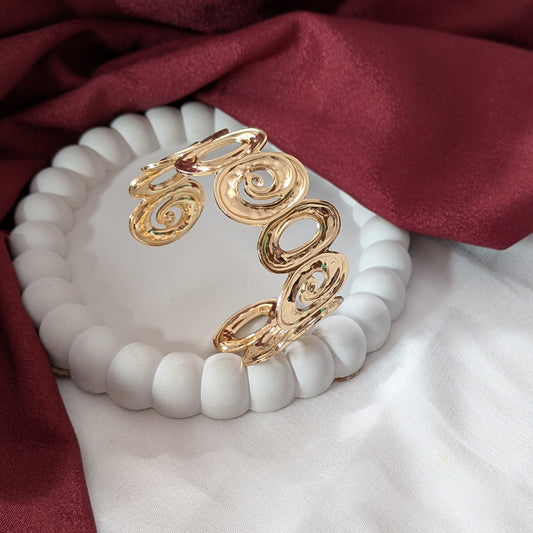 Golden Oval Spiral Cuff Bracelet for Women & Girls