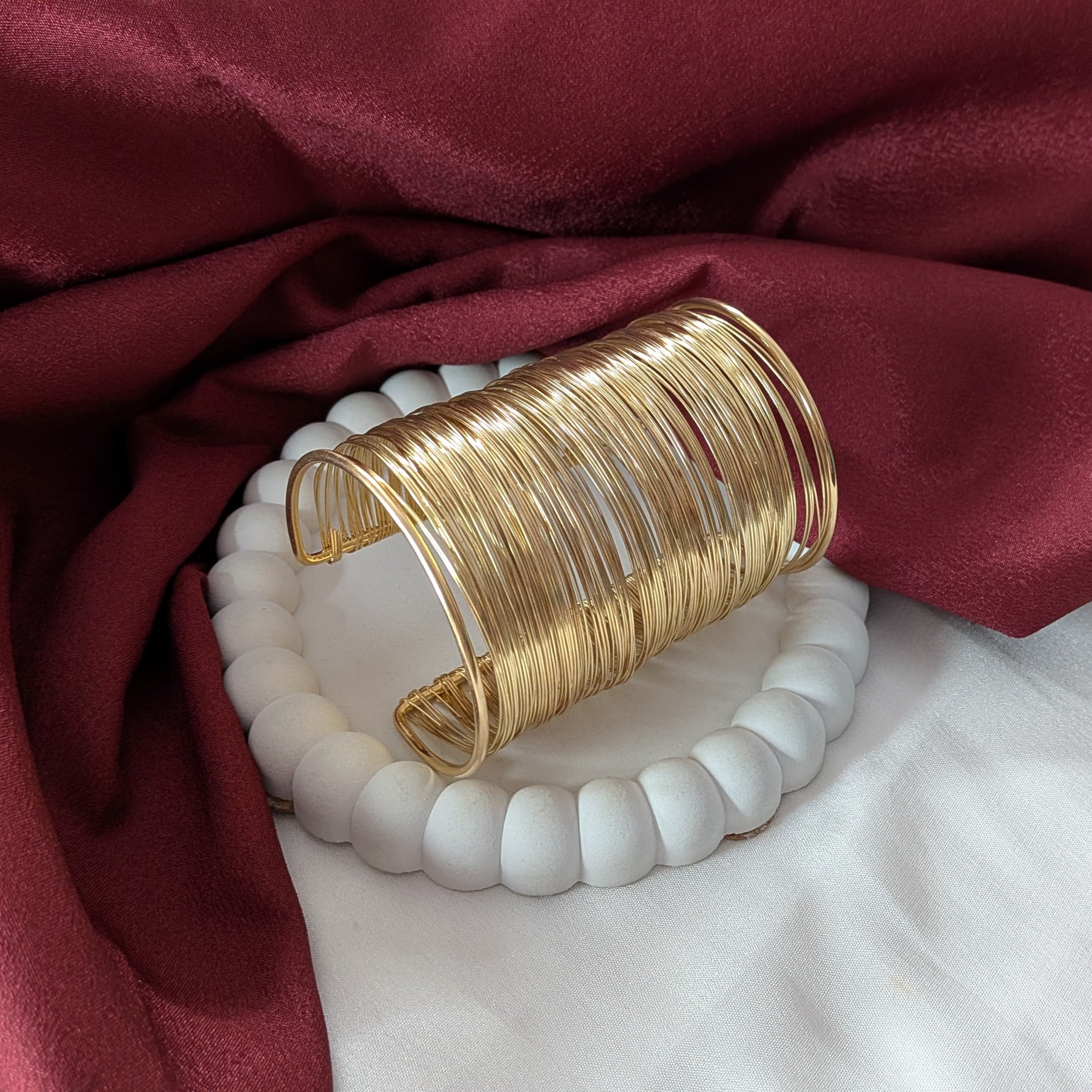 Wire Wrapped Wide Chunky Cuff Bracelet for Women & Girls