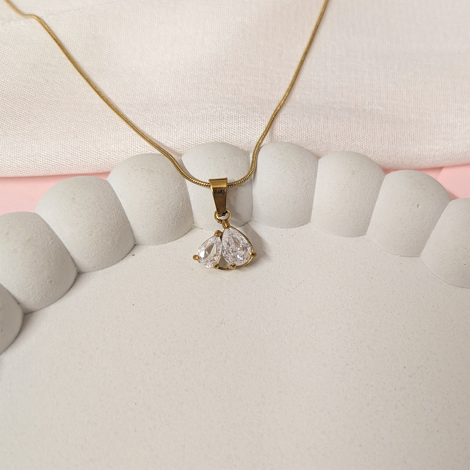 AD Stone Dual Teardrop Pendant for Girls & Women's