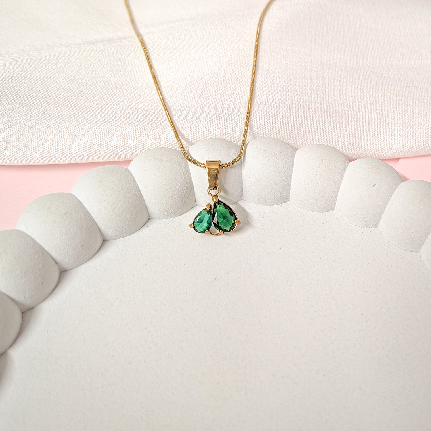 AD Stone Dual Teardrop Pendant for Girls & Women's