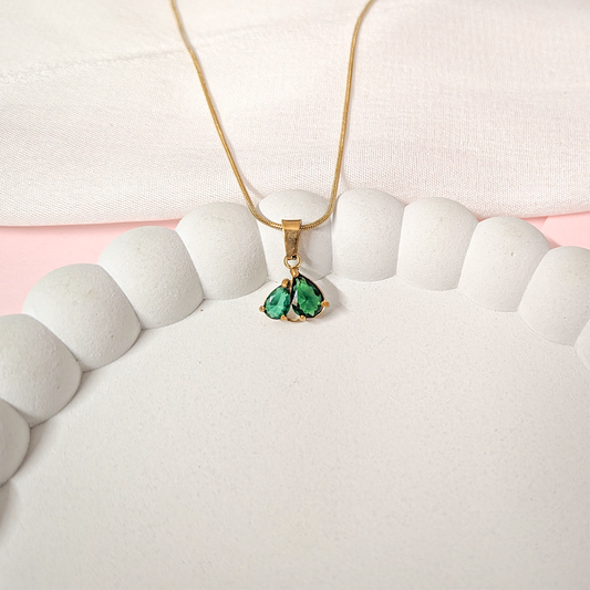 AD Stone Dual Teardrop Pendant for Girls & Women's