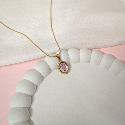 Prominent Crystal Oval Shape Mirror Pendant for Girls & Women's