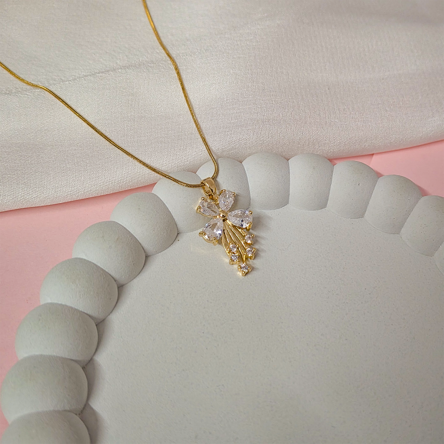 Delicate Crystal Flower Design Accented Pendant for Girls & Women's