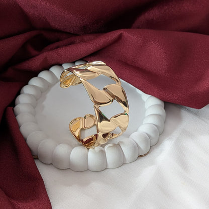 Golden Geometric Link Cuff Bracelet for Women & Girls