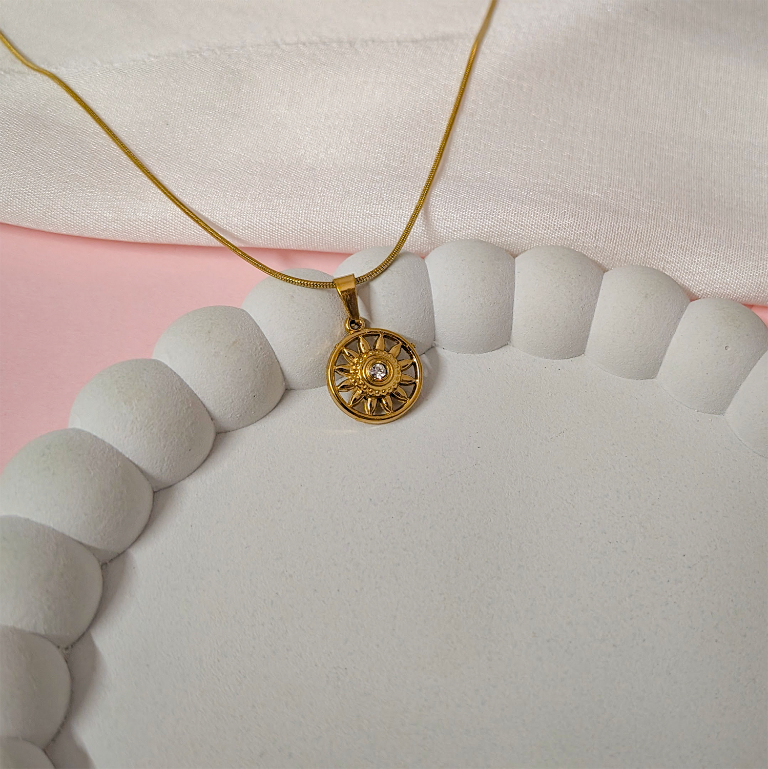 CZ Star Centered Stone Sunburst Pendant for Girls & Women's