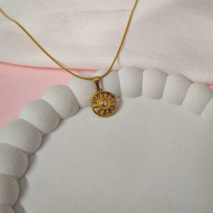 CZ Star Centered Stone Sunburst Pendant for Girls & Women's