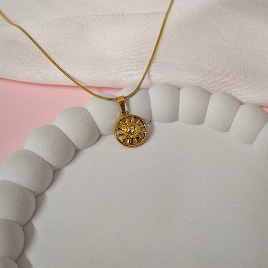 CZ Star Centered Stone Sunburst Pendant for Girls & Women's