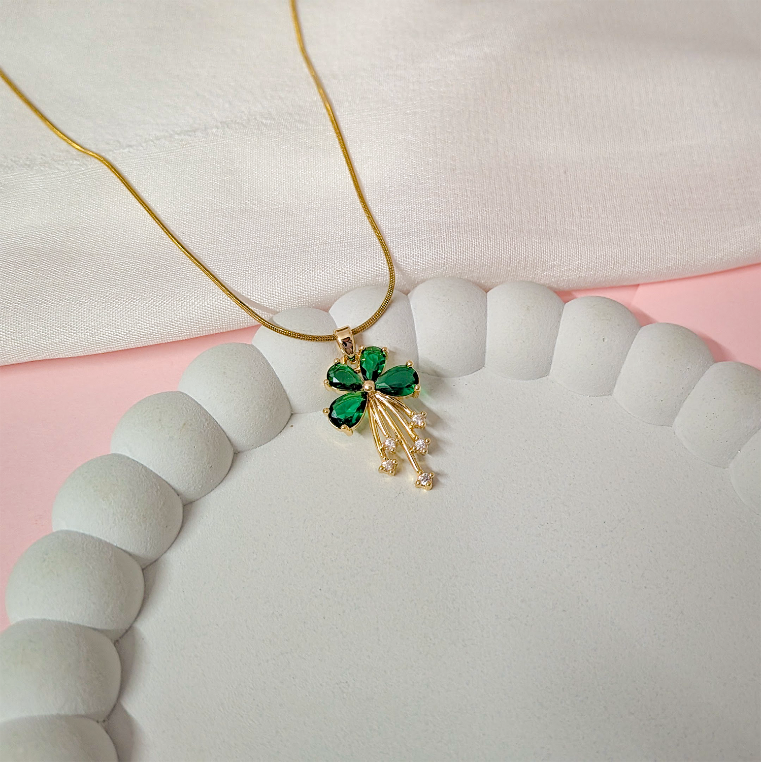 Delicate Crystal Flower Design Accented Pendant for Girls & Women's