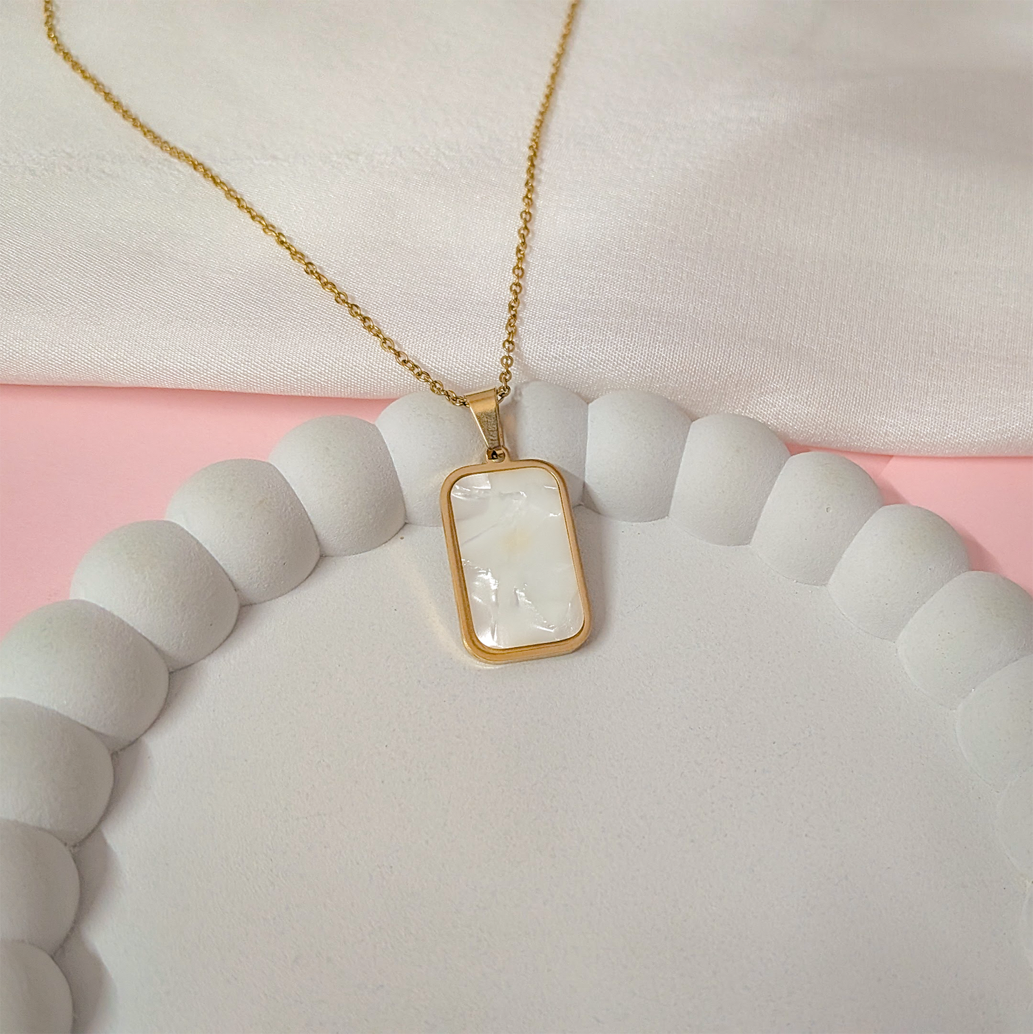 Resin Onyx Design Stainless Steel Rectangle Pendant for Girls & Women's