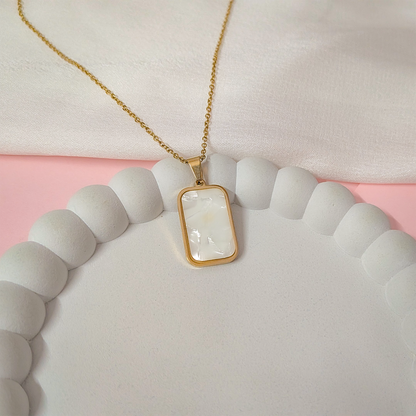 Resin Onyx Design Stainless Steel Rectangle Pendant for Girls & Women's