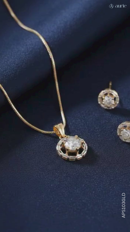 Radiant Halo Pendant Set with American Diamonds