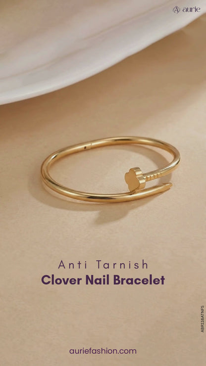 18K Gold Plated Clover Nail Bracelet (Anti Tarnish)