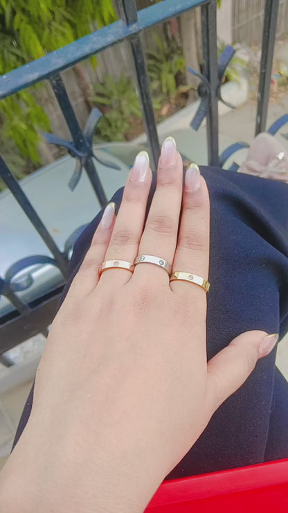 Classic Love Band Ring With AD Stone For Men & Women