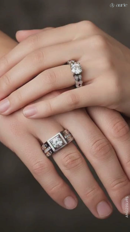 Unity Shine Solitaire Couple Rings