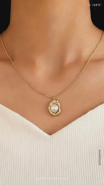 Gold Plated Minimalist Chic Broad Bean Style Pearl For Girls & Women