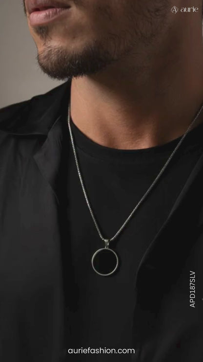 Urban Black Round Pendant for Men