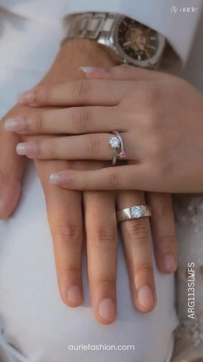 Elegant Couple Ring Set with American Diamonds