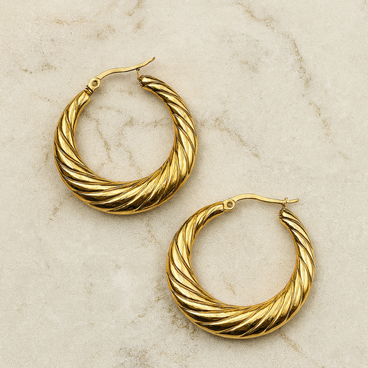 Bold Textured Twist Hoop Earrings
