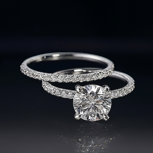 Classic Solitaire Twin Band Ring Set