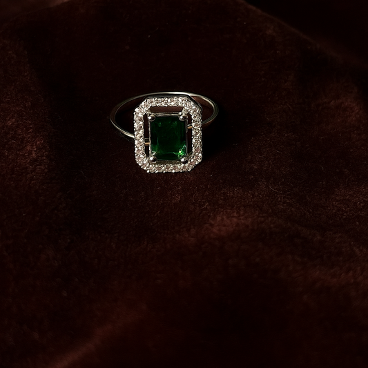 Emerald Green Halo Statement Ring